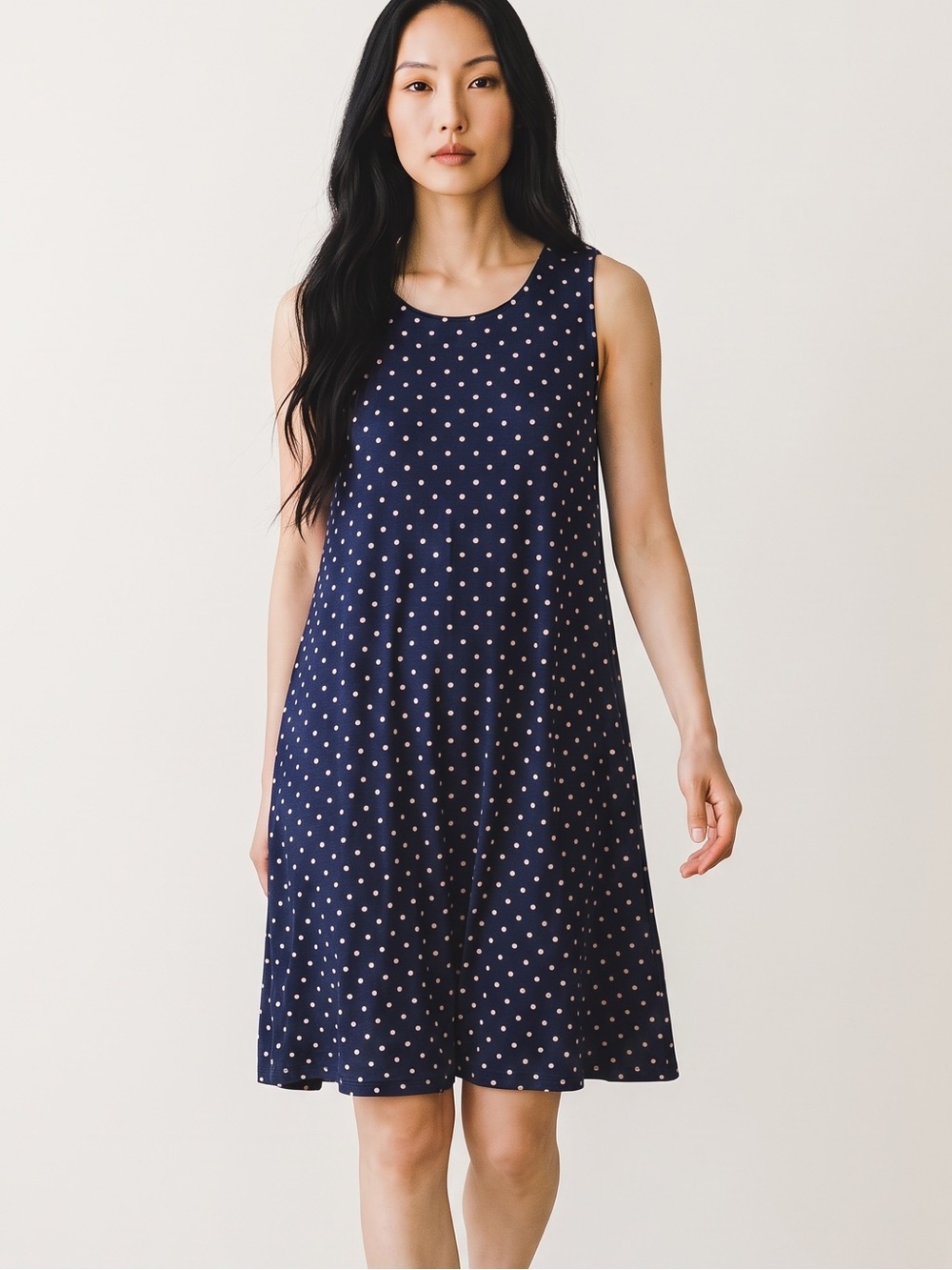 Old Navy Navy Polka Dot Sleeveless A-Line Dress